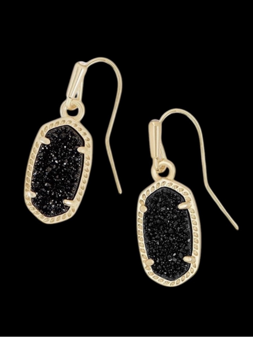 Kendra Scott Lee Gold Drop Earrings in Black Drusy